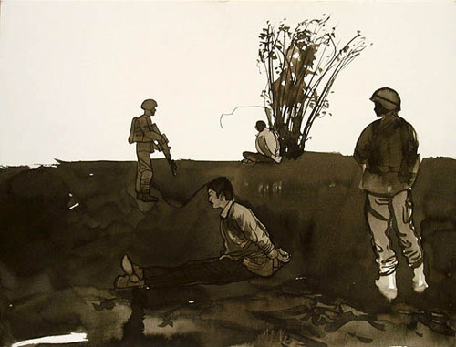 Steve Mumford, Soldiers with Suspects, 2004