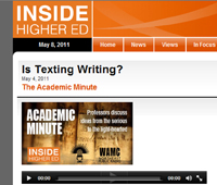 A screen shot of the Academic Minute webpage