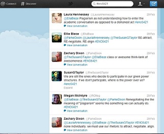 screen capture of class discussion on twitter
