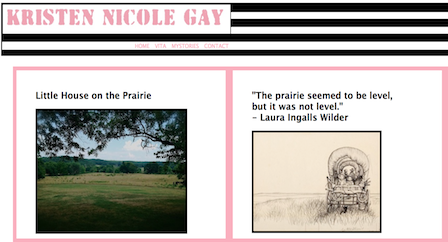 An image of the homepage to Kristen's entertainment discours, which focuses on Little House on the Prairie