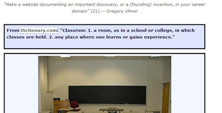 An image from Megan's anti-definition, which explicates 'classroom'