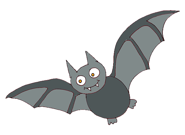 A grey hand-drawn bat