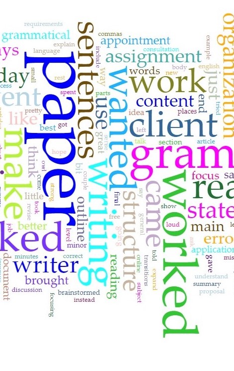 Excerpt of word cloud containing words such as paper and sentences