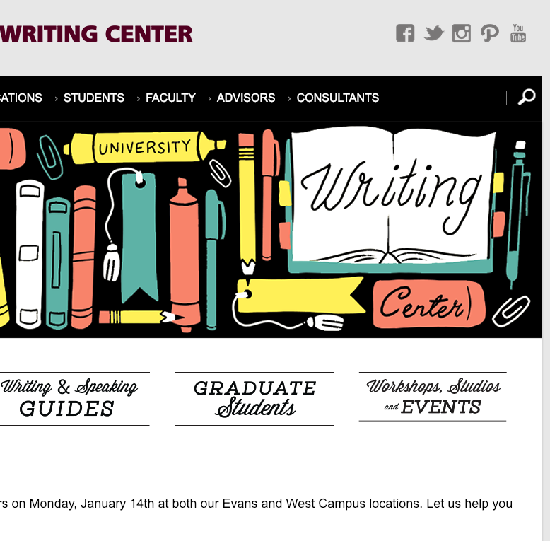 screenshot of Texas A&M Writing Center website