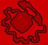 [Image of a telephone drawn with an umbilical like cord on a blood red background.]