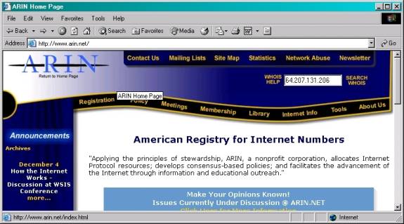 Using Whois - American Registry for Internet Numbers