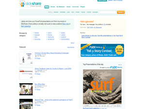 the Slideshare homepage