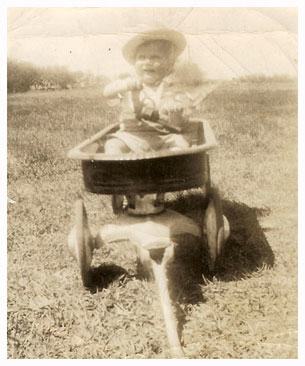 child in wagon