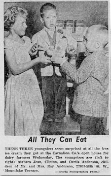 newspaper article with children eating ice cream