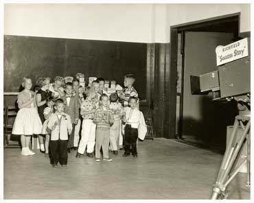 children in a tv station