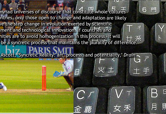 Computer keyboard and Syncretic Reality quote continued.
