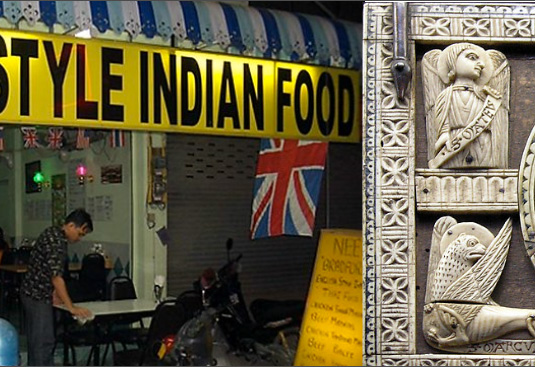 English Style Indian Food sign.