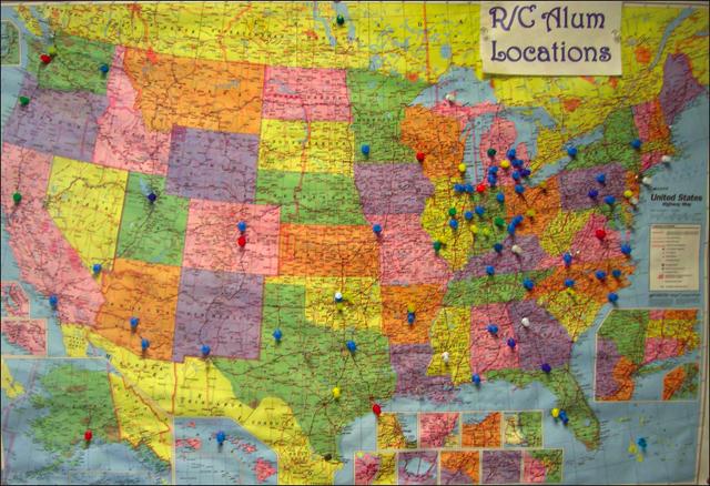 The Purdue University Rhetoric and Composition alumni map.