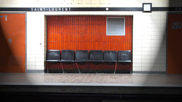 Photo of St. Laurent subway station -- empty.