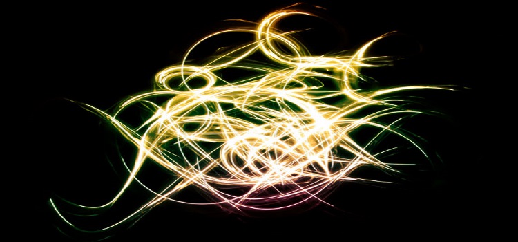 Abstract image of yellow, green, and orange light