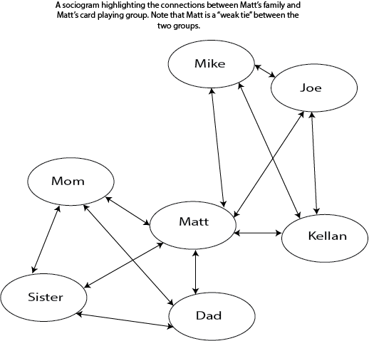 An image of a sociogram of Matt's connections