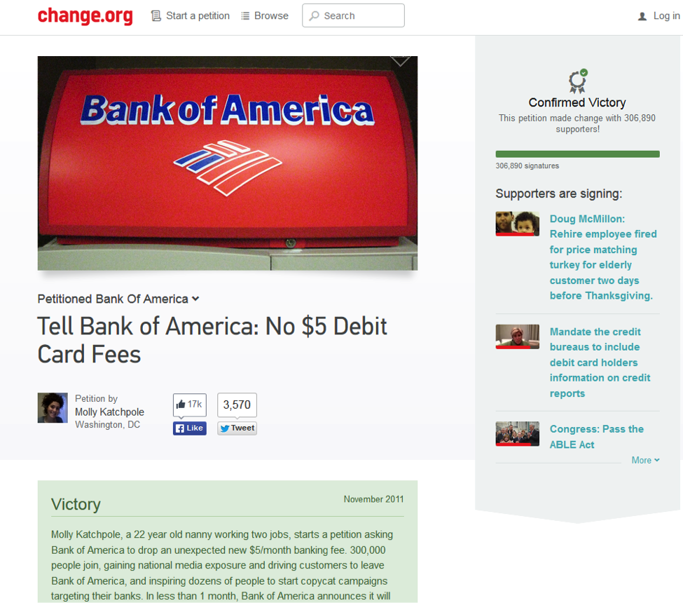 Change.org Bank of America Petition
