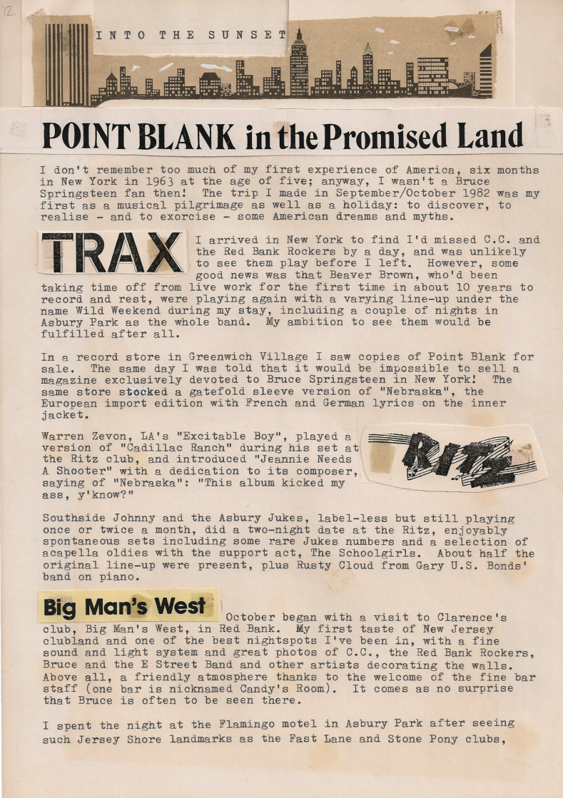 Draft page from Point Blank fanzine showing the cut-and-tape process used to layout the pages.