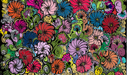 Abstract illustration, multicolor flower pattern: Talitha May 2014
