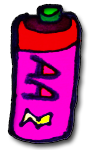 drawing of a pink AA battery