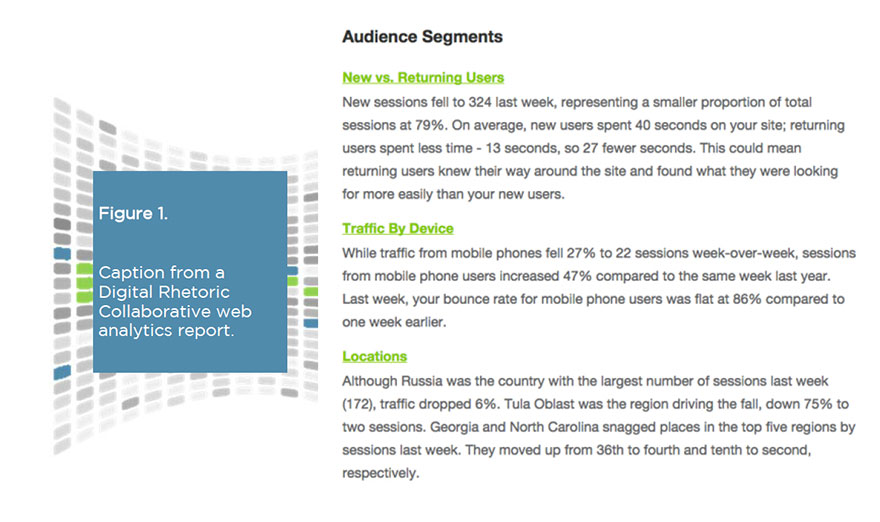 Figure 1: Caption from a Digital Rhetoric Collaborative web analytics report