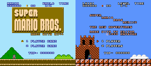 Side-by-side comparison of title screens SMBRemix2 and Millennium Mario