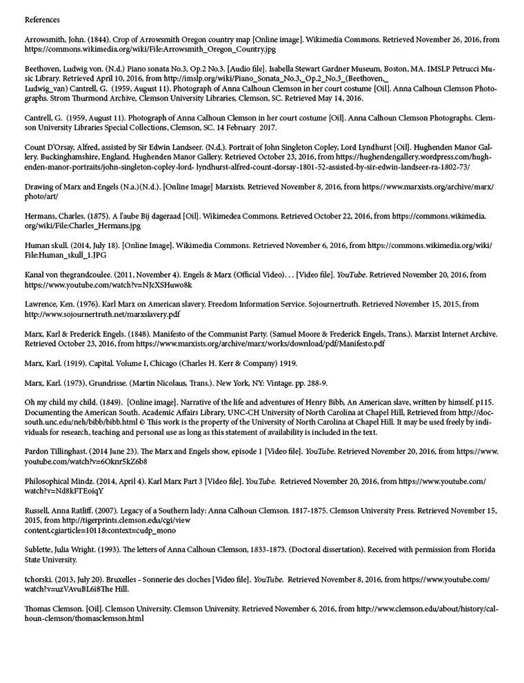 text-heavy image of references for the Marx section of this webtext