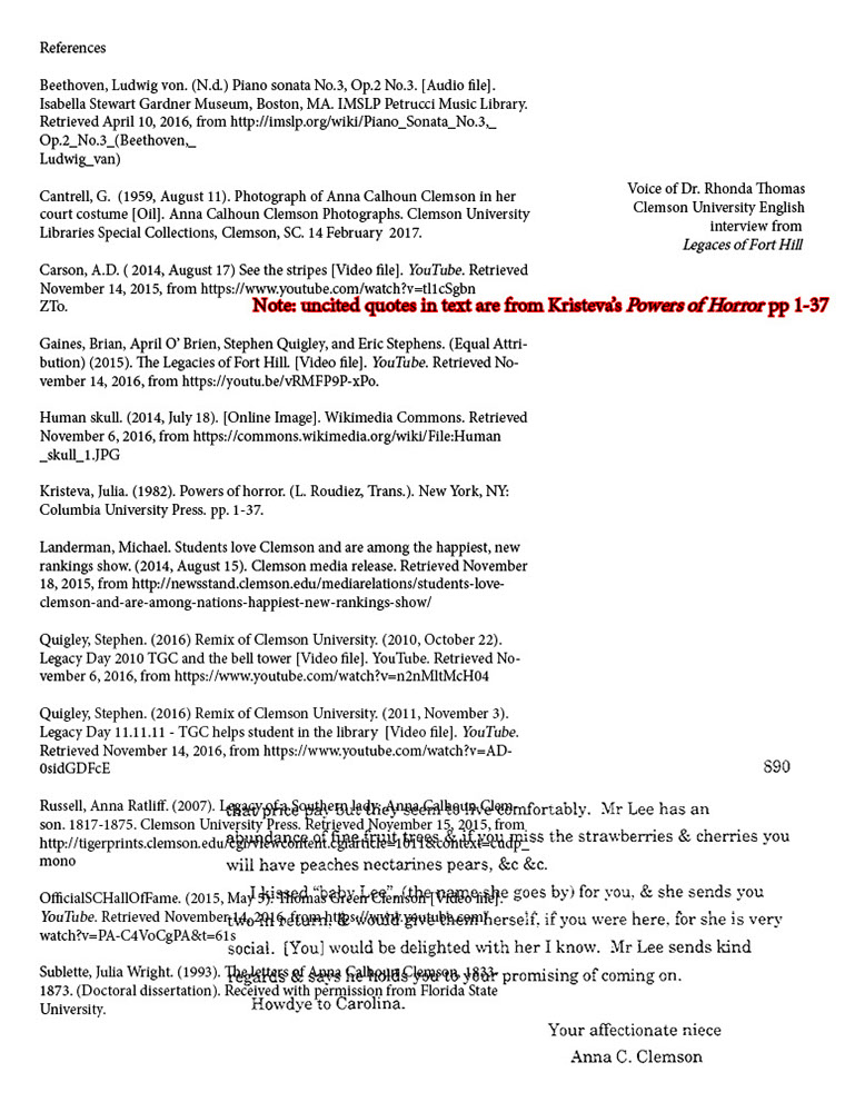 text-heavy image of references for the Unhappiness section of this webtext, with a note that uncitd quotes in the text are from Kristeva's Powers of Horror