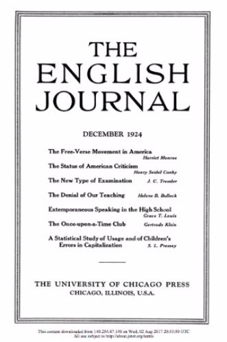 English Journal Cover, December 1924
