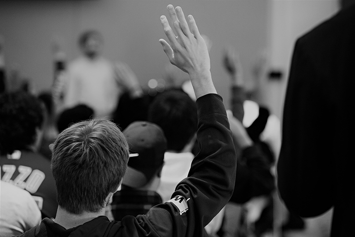 raising hand in classroom