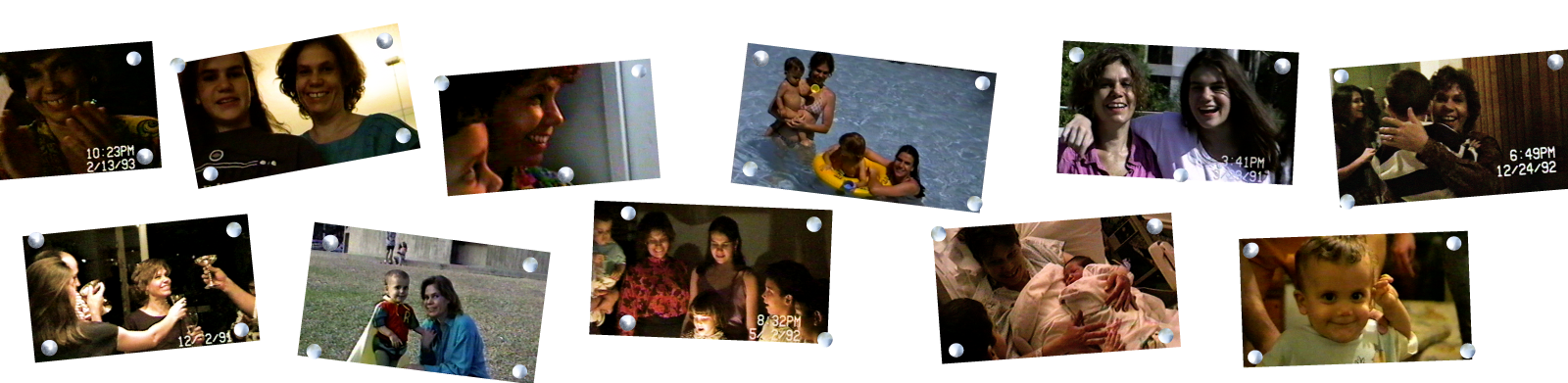 A collage of still image grabs from home videos depict members of Alexandra Hidalgo's family