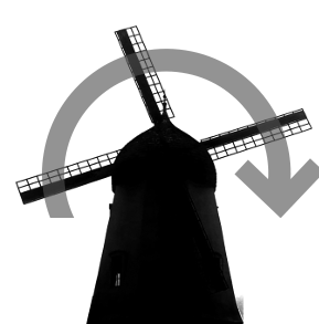 icon of a windmill with an arrow moving clockwise