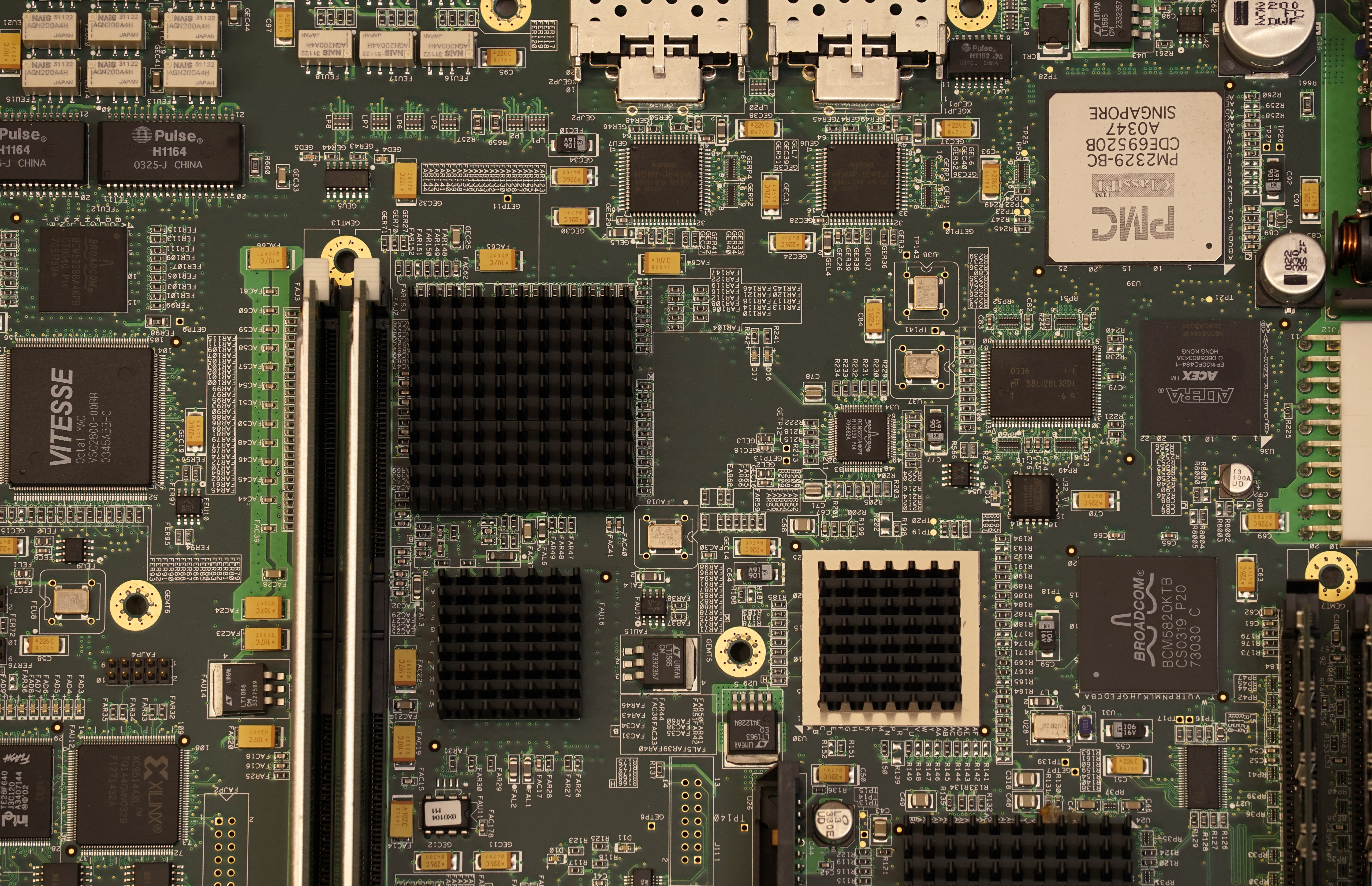 a top-down view of a PC motherboard