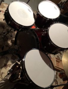 drum set with four drums, seen from above