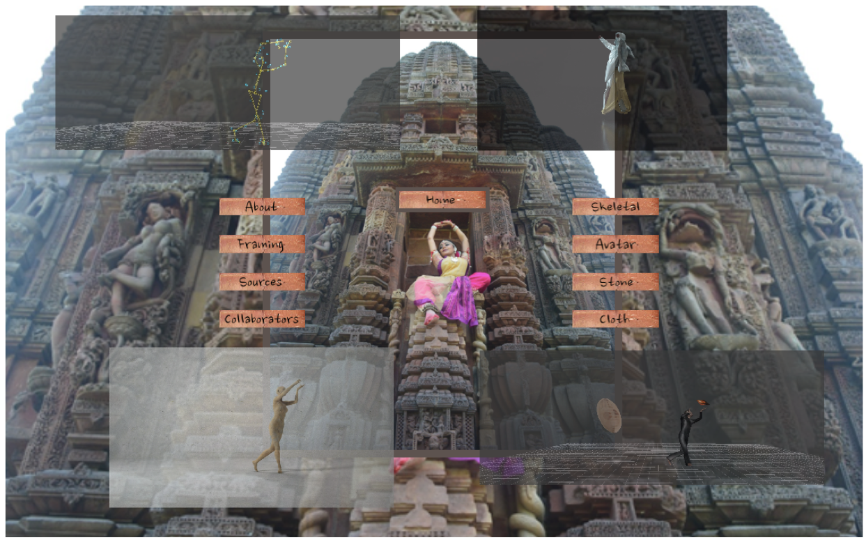 previous mockup of site with temple image and floating objects overlaid on it
