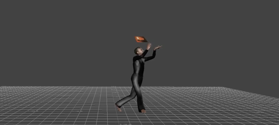 digital avatar dancing on a grid