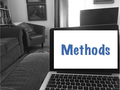 Photo of laptop in a living room, with section title on the laptop screen: Methods