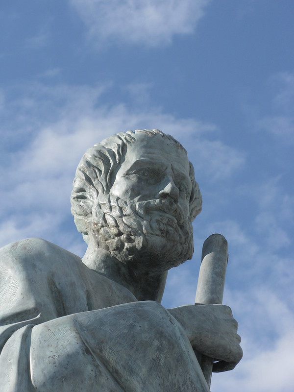 a statue of Aristotle at the University of Thessaloniki