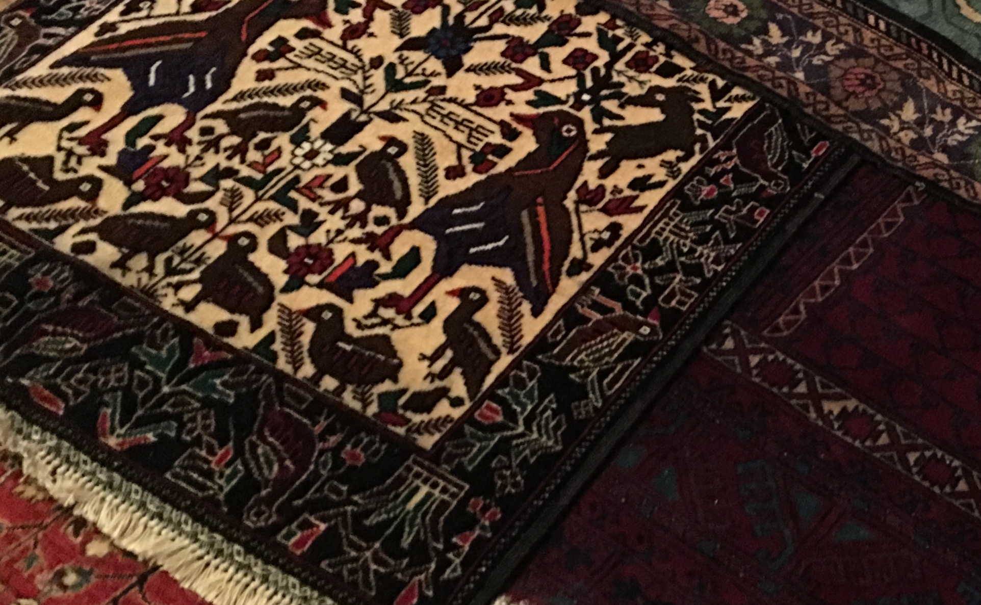 a pile of different rugs for contrast
