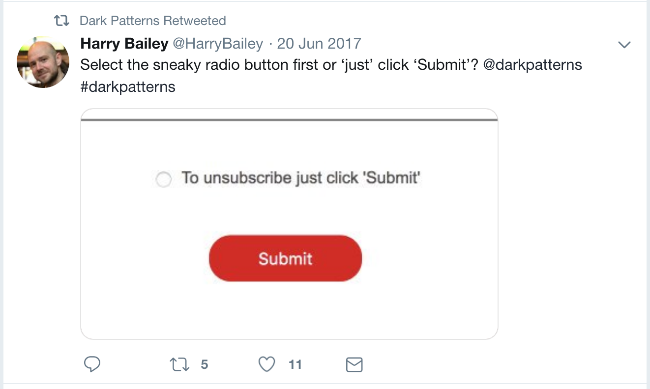 screen shot showing 'To subscribe just click Submit' with a radio button next to it and a Submit button below