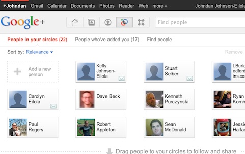 screenshot of a Google+ page