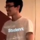 Sixth Sense Augmented Reality demo: young man with words projected onto his t-shirt