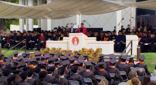 Atul Gawande delivering a commencement speech.