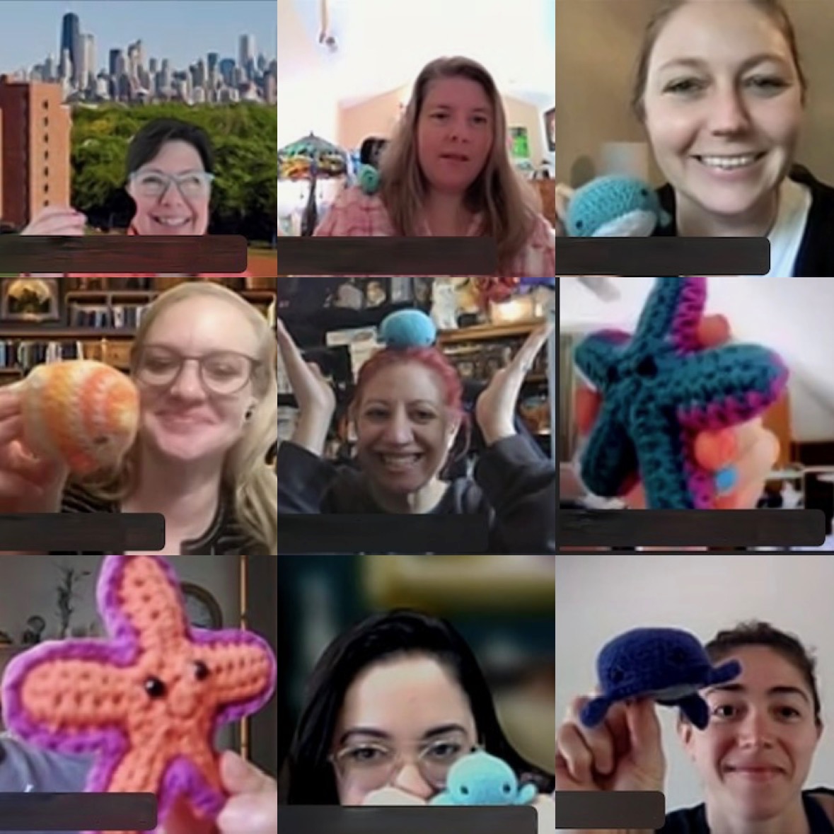 A collage of DMAC 2025 participants pose with their conference creatures.
