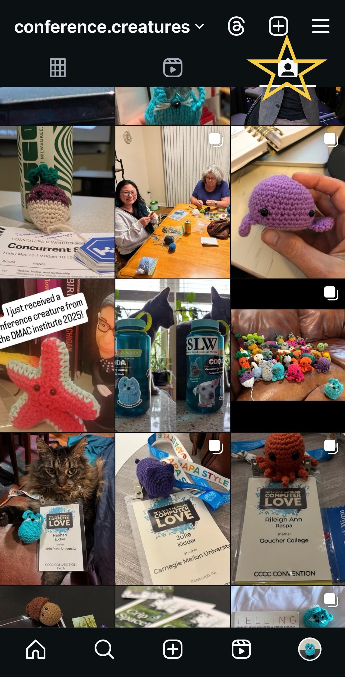 Conference Creatures Instagram with a star over a person icon.