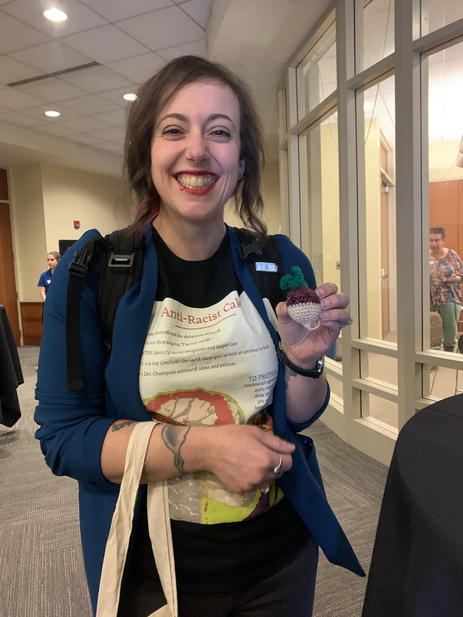 Ashley Beardsley with a Conference Creature.