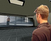 Second generation 3D models of the interior of the CompuObscura. View from inside, focusing on the participant. Images created by Jon Elsdon  2004.