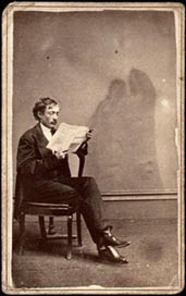 Image of man reading, unaware he is haunted by the ghosts of recently departed relatives. Found at: http://www.photography-museum.com/believe1.html