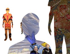 Image selected from the opening animation sequence of first Lumiere Ghosting web site. Images gathered from statues, various textile patterns, and student-created human shadows.  Image #2. Web site designed by Juliana de Freitas-Draper and Ilsa Brink  2004.